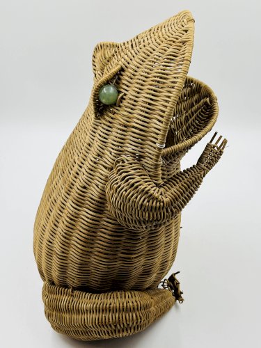 Porte-revues grenouille en osier Olivier Cajan 1970