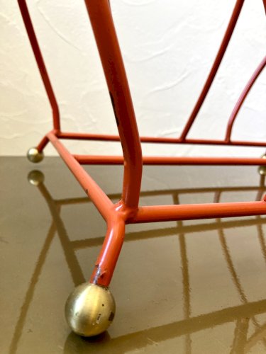 Porte-revues vintage en métal orange, années 1970