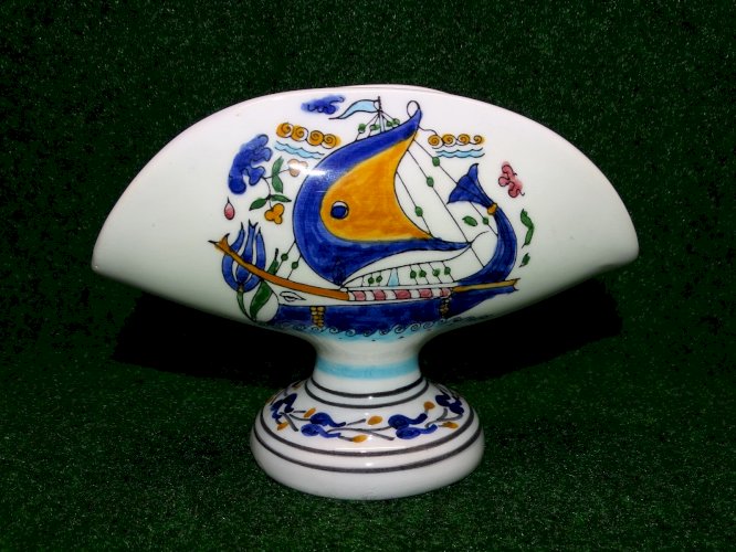 -PORTE SERVIETTE DE TABLE CERAMIQUE HAND MADE PAINTED IN GREECE  Décor BATEAU  D