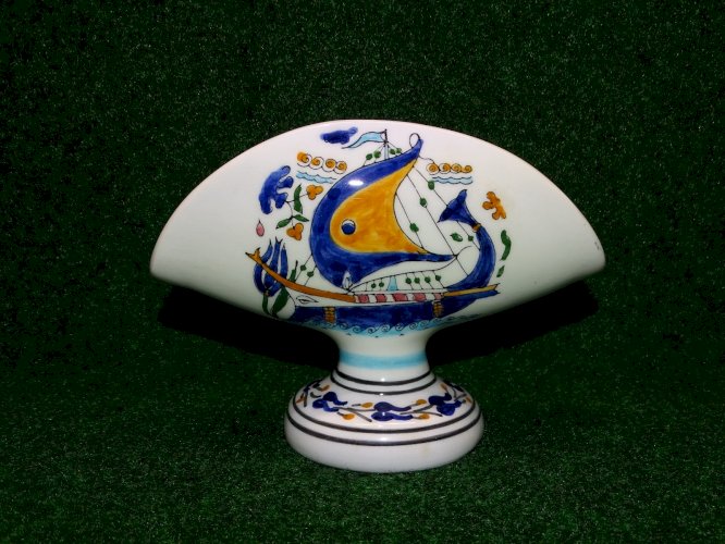 -PORTE SERVIETTE DE TABLE CERAMIQUE HAND MADE PAINTED IN GREECE  Décor BATEAU  D