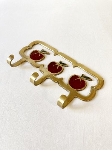 Porte-torchons en laiton 3 patères motif pommes