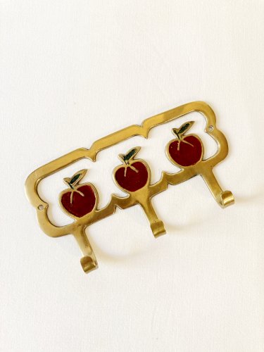Porte-torchons en laiton 3 patères motif pommes