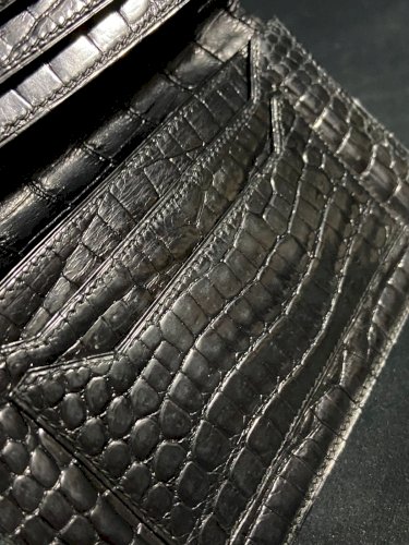 Portefeuille long à billets Continental Wallet cuir brillant 1960 signé Hermès