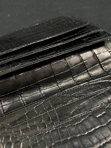 Portefeuille long à billets Continental Wallet cuir brillant 1960 signé Hermès