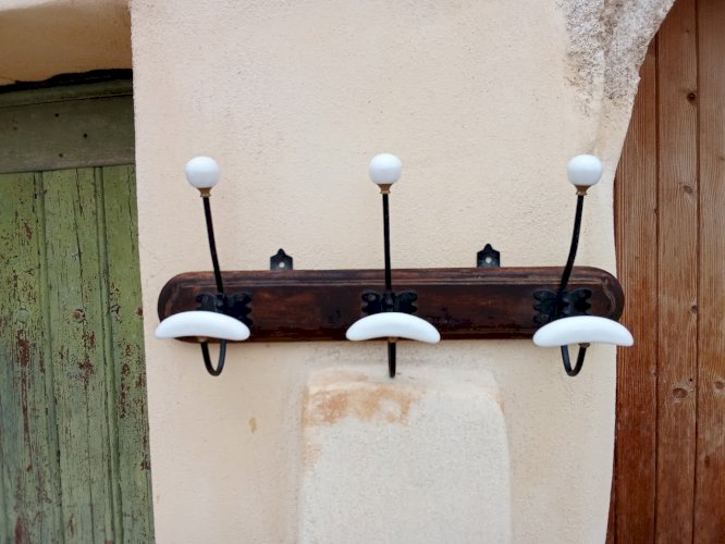 Portemanteau trois patères en porcelaine