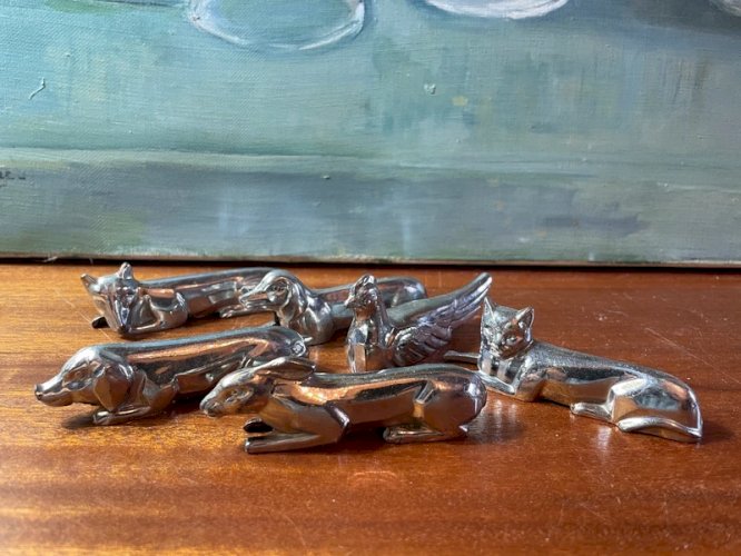 Portes-couteaux animaux métal chromé Marcel Sandoz Art Déco