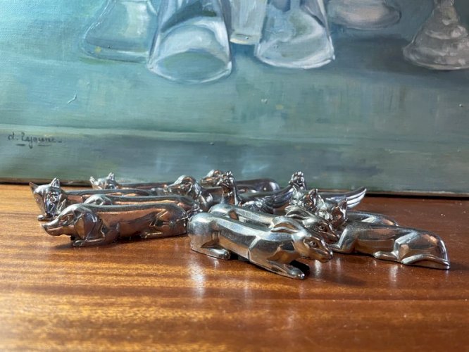 Portes-couteaux animaux métal chromé Marcel Sandoz Art Déco