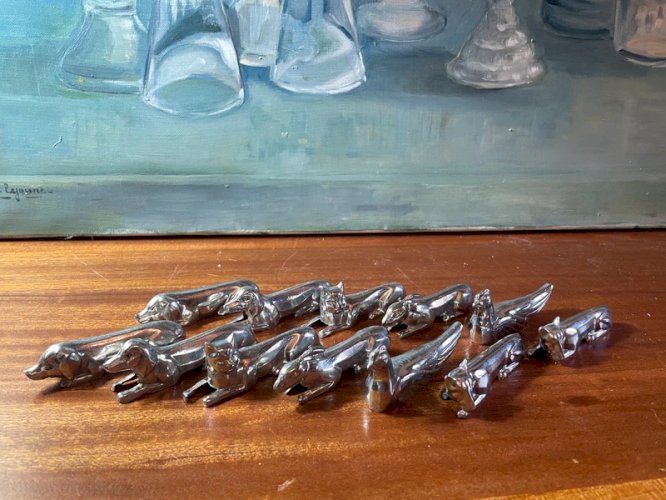 Portes-couteaux animaux métal chromé Marcel Sandoz Art Déco