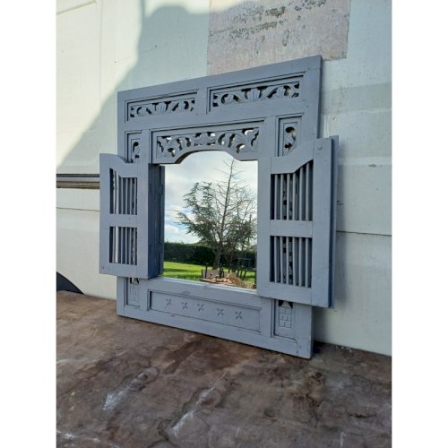 Portes Miroir Bois cérusé Gris