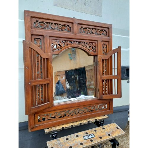 Portes Miroir Bois Exotique