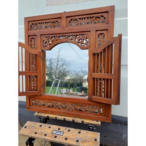 Portes Miroir Bois Exotique
