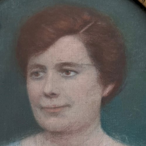 Portrait de femme pastel 1920 dans cadre doré A5762