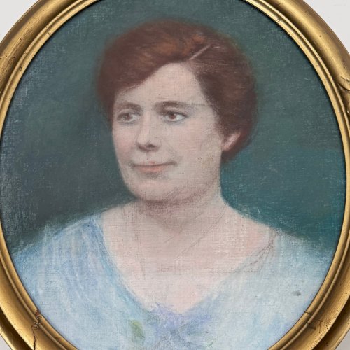 Portrait de femme pastel 1920 dans cadre doré A5762