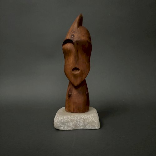 Portrait de guerrier en bois sculpté par Calin Hentea XXe 1995 M3480
