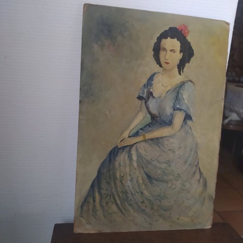 portrait féminin huile sur panneau signé Robert Philippe