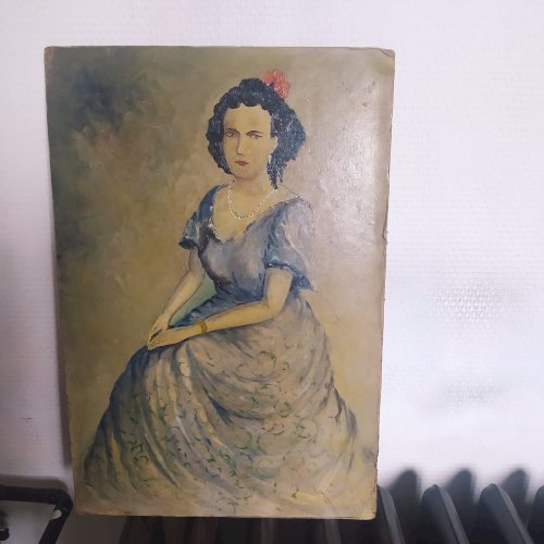 portrait féminin huile sur panneau signé Robert Philippe