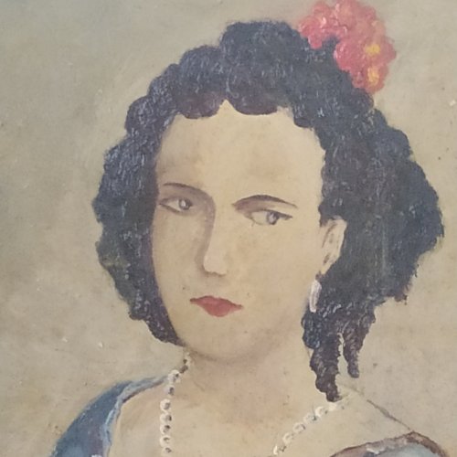 portrait féminin huile sur panneau signé Robert Philippe