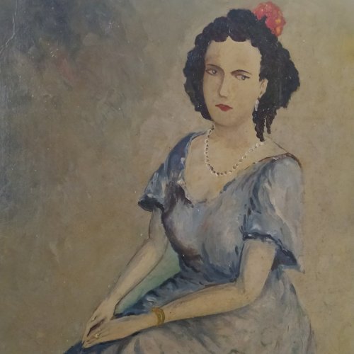 portrait féminin huile sur panneau signé Robert Philippe