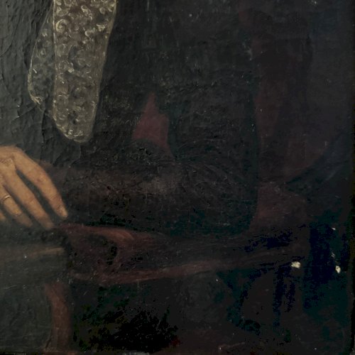 Portrait fin XIXe représentant une femme à la coiffe et à la dentelle A5617
