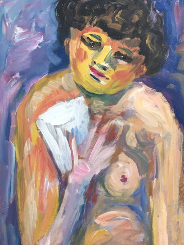 Portrait Peinture HuilE Panneau 1960 Signé Ader Expressioniste Tableau