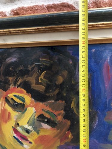 Portrait Peinture HuilE Panneau 1960 Signé Ader Expressioniste Tableau