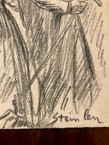 Portrait Théophile Alexandre Steinlen dessin Original  Époque XIXe Ancien