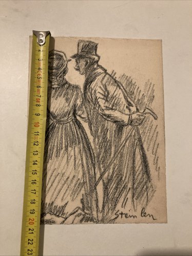 Portrait Théophile Alexandre Steinlen dessin Original  Époque XIXe Ancien
