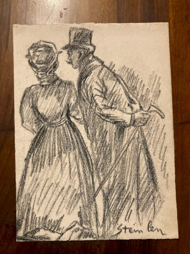 Portrait Théophile Alexandre Steinlen dessin Original  Époque XIXe Ancien