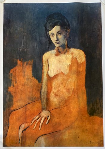 POSTER Pablo PICASSO Tableau "Nu Assis" édition Braun et Cie Vintage 1961