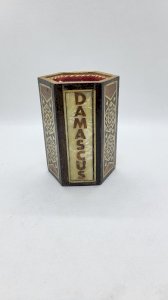 POT A CRAYONS STYLO MARQUETERIE DAMASCUS N° 2