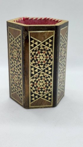 POT A CRAYONS STYLO MARQUETERIE DAMASQUINE N° 1