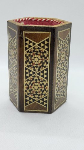 POT A CRAYONS STYLO MARQUETERIE DAMASQUINE N° 1