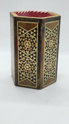 POT A CRAYONS STYLO MARQUETERIE DAMASQUINE N° 1