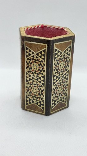 POT A CRAYONS STYLO MARQUETERIE DAMASQUINE N° 1