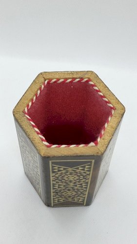 POT A CRAYONS STYLO MARQUETERIE DAMASQUINE N° 1