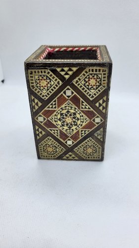 POT A CRAYONS STYLO MARQUETERIE DAMSCUS CARRE N° 3