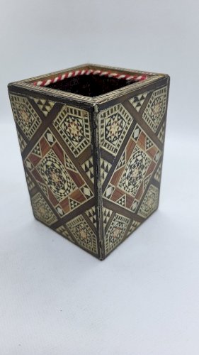 POT A CRAYONS STYLO MARQUETERIE DAMSCUS CARRE N° 3