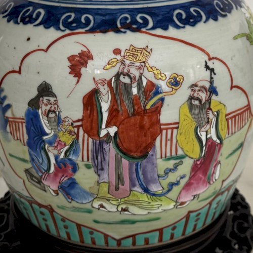 Pot à gingembre Chine XIXe sur un support en bois de fer M4052
