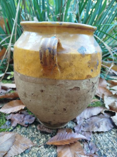 Pot a graisse ancien, pot jaune du sud-ouest France 