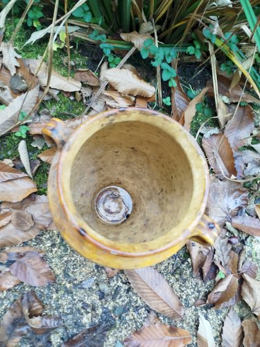 Pot a graisse ancien, pot jaune du sud-ouest France 