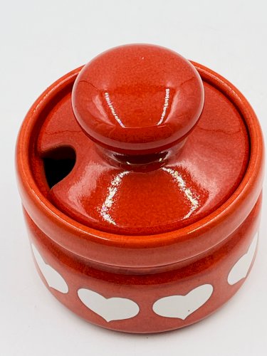 Pot à moutarde Waechtersbach vintage décor cœurs