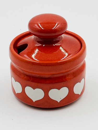 Pot à moutarde Waechtersbach vintage décor cœurs