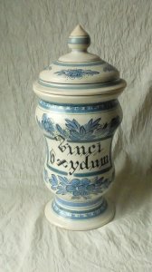 POT A PHARMACIE APOTHICAIRE EN CERAMIQUE KERALUC QUIMPER 20 EME**