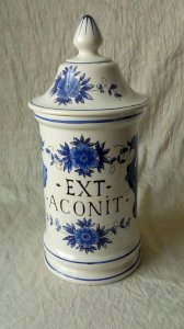 POT A PHARMACIE APOTHICAIRE EN FAIENCE ST CLEMENT FRANCE "EXT-ACONIT-*