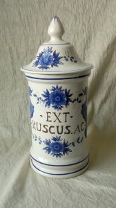 POT A PHARMACIE APOTHICAIRE EN FAIENCE ST CLEMENT FRANCE "EXT-RUSCUS.AC-*