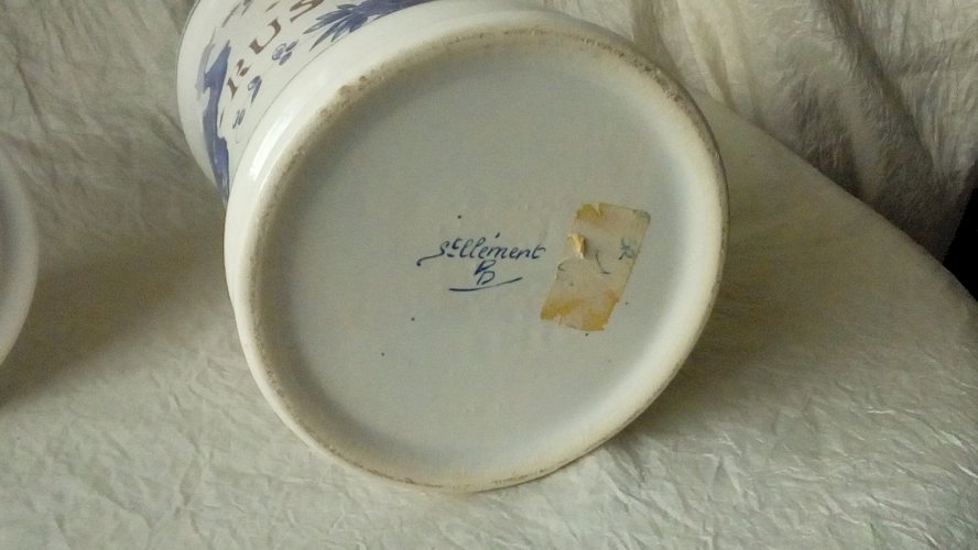 POT A PHARMACIE APOTHICAIRE EN FAIENCE ST CLEMENT FRANCE "EXT-RUSCUS.AC-*