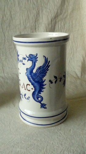 POT A PHARMACIE APOTHICAIRE EN FAIENCE ST CLEMENT FRANCE "EXT-RUSCUS.AC-*