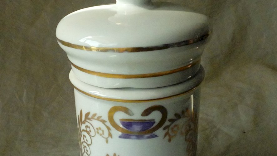 POT A PHARMACIE APOTHICAIRE EN PORCELAINE PAPAVER PAVOT**