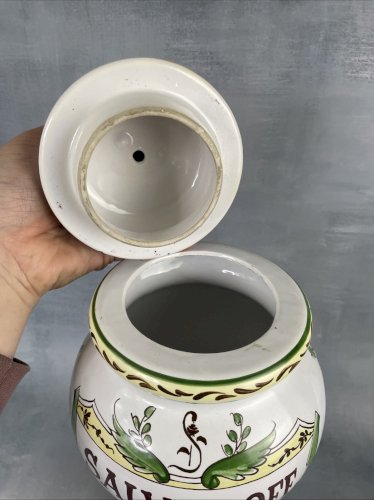 Pot à pharmacie apothicaire SALVIA OFF.  (sauge officinale) en faience Sylvena