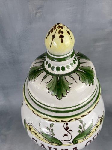 Pot à pharmacie apothicaire SALVIA OFF.  (sauge officinale) en faience Sylvena